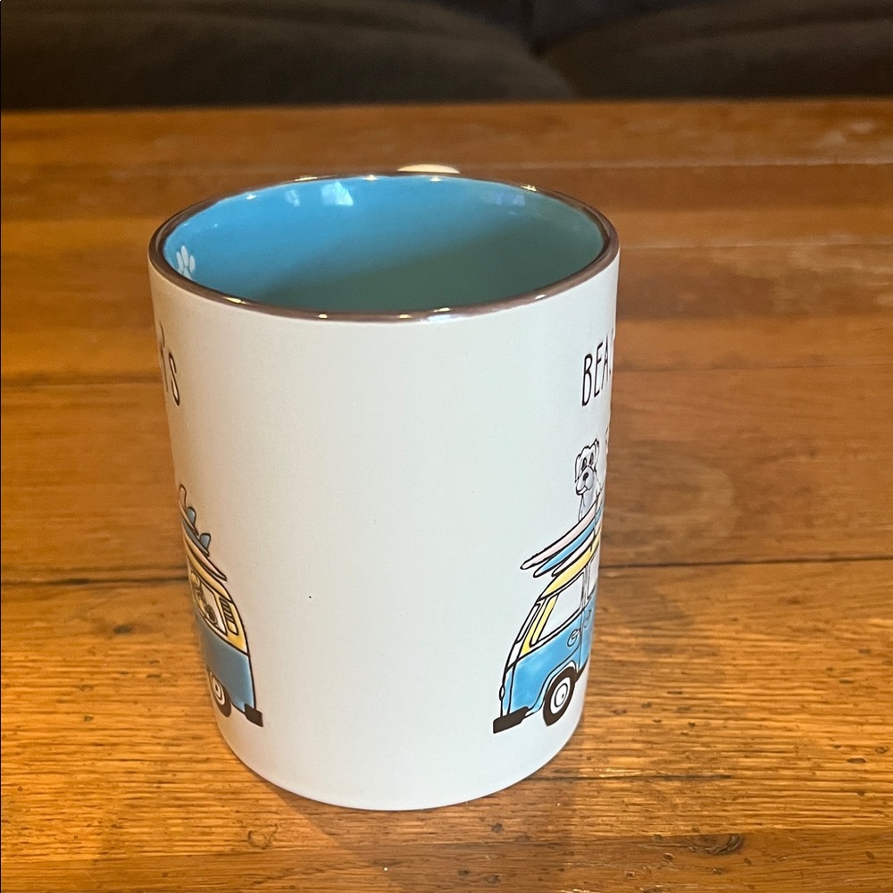 Beach Bum's Mug with Paw Print and Blue Interior - Picture 6 of 7